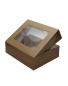 Preview: Kuchenverpackung mit Sichtfenster hellbraun für Mehlspeisen, 16x13x4,6cm